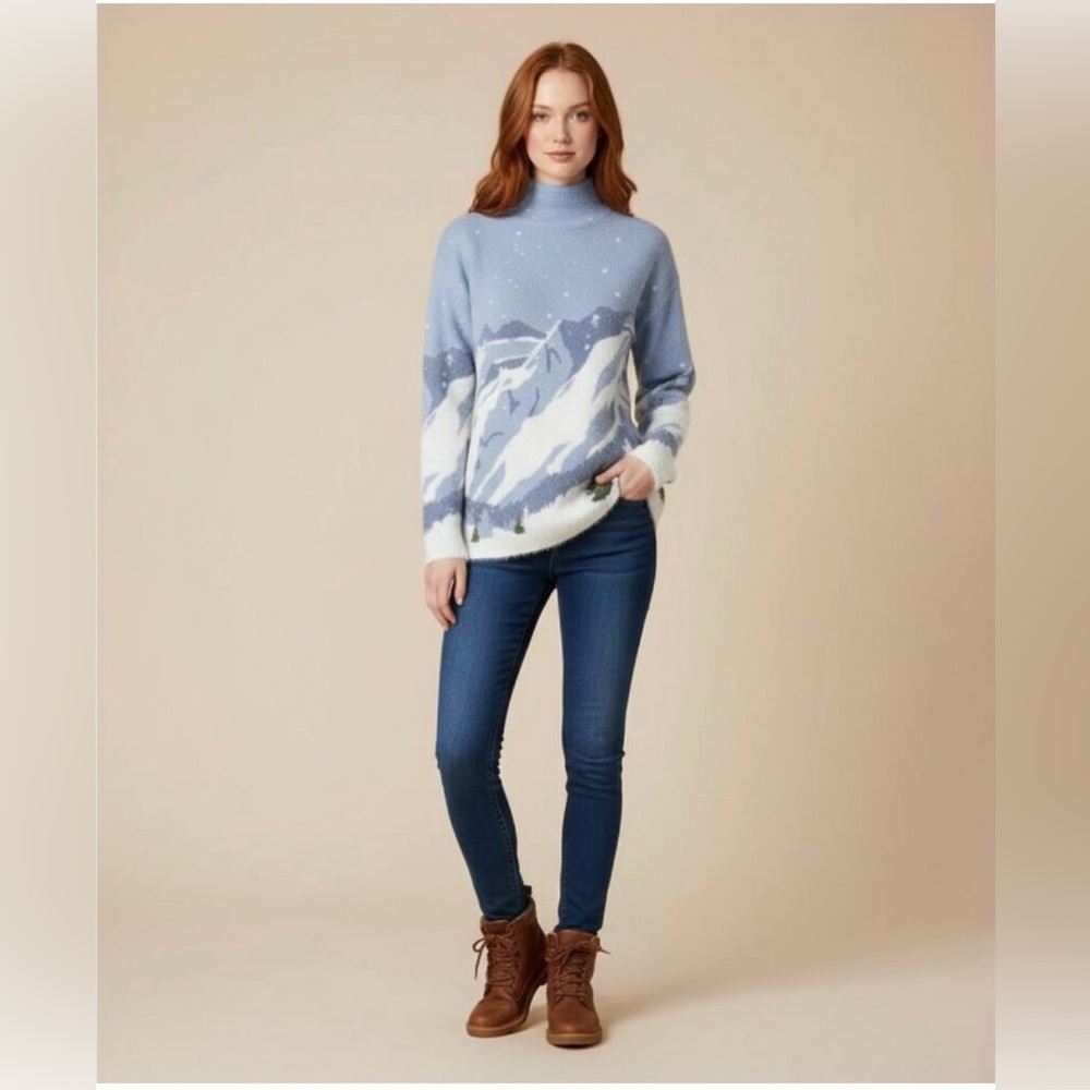Tahari Winter Mountains Mock Neck Sweater